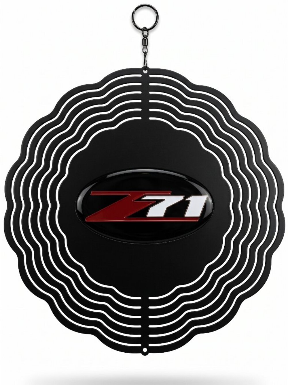 10" Chevy Z71 Off-Road Kinetic Wind Spinner - Black Metal Hanging Yard Decor
